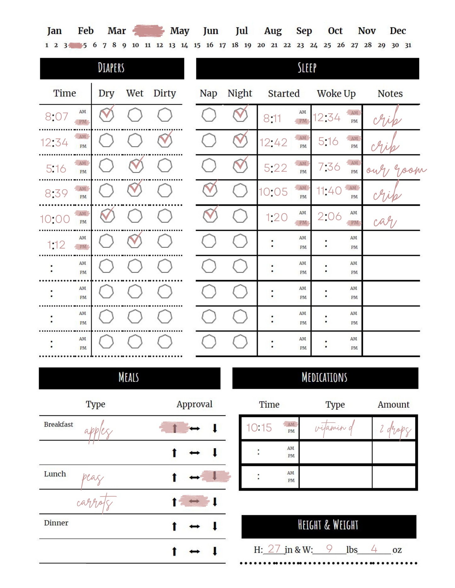 Baby Tracking Journal