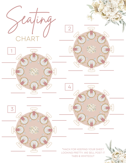 Round Seating Chart Sheets